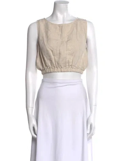 Pre-owned Dissh Scoop Neck Sleeveless Crop Top In Neutral