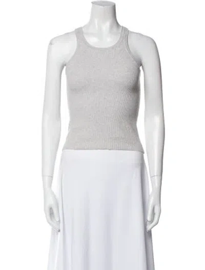 Pre-owned Dissh Scoop Neck Sleeveless Crop Top In White