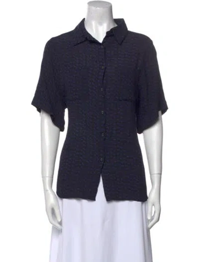 Pre-owned Dissh Short Sleeve Button-up Top In Blue