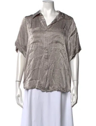 Pre-owned Dissh Short Sleeve Button-up Top In Grey