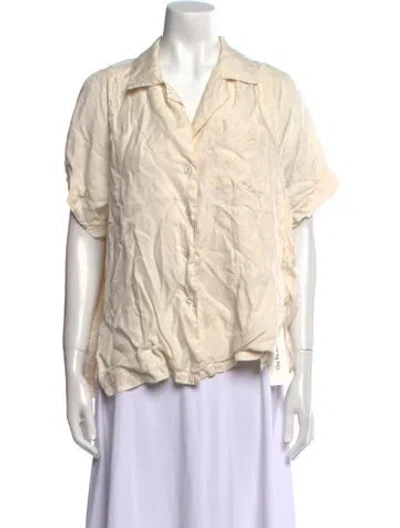 Pre-owned Dissh Short Sleeve Button-up Top In Neutral
