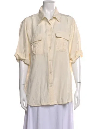 Pre-owned Dissh Short Sleeve Button-up Top In Neutral