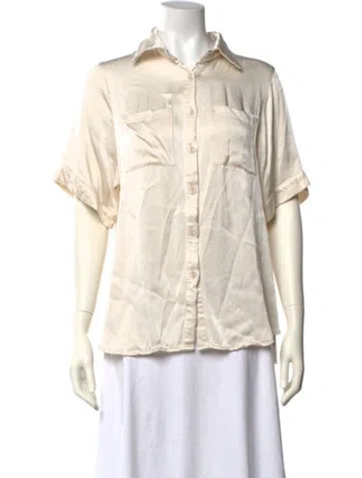 Pre-owned Dissh Short Sleeve Button-up Top In Neutrals