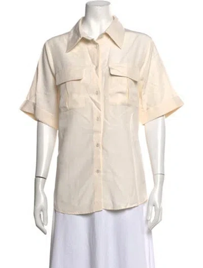 Pre-owned Dissh Short Sleeve Button-up Top In Neutrals