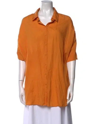 Pre-owned Dissh Short Sleeve Button-up Top In Orange