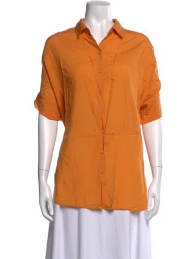 Pre-owned Dissh Short Sleeve Button-up Top In Orange