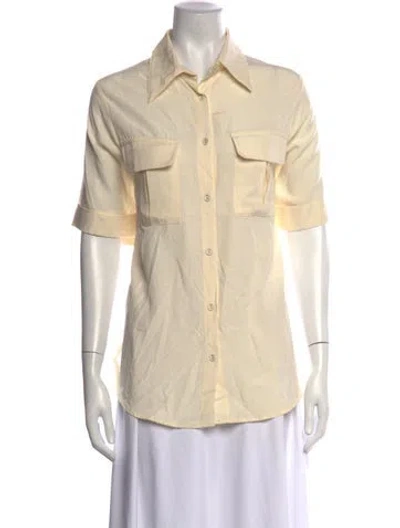 Pre-owned Dissh Short Sleeve Button-up Top W/ Tags In Neutrals