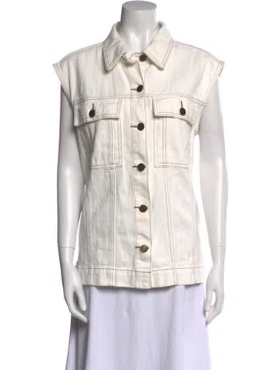 Pre-owned Dissh Short Sleeve Button-up Top In White