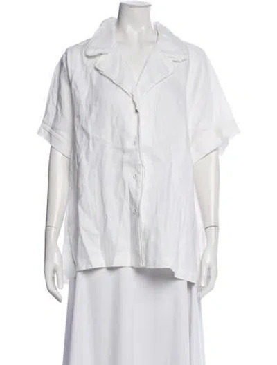 Pre-owned Dissh Short Sleeve Button-up Top In White