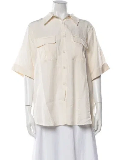 Pre-owned Dissh Short Sleeve Button-up Top In White