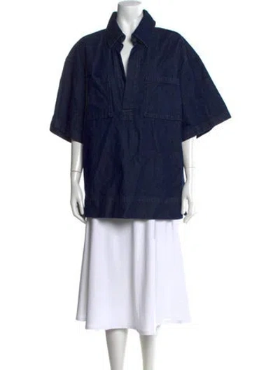Pre-owned Dissh Short Sleeve Top In Blue
