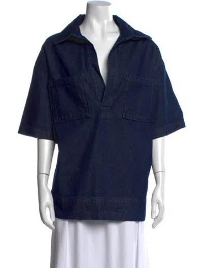 Pre-owned Dissh Short Sleeve Top In Blue