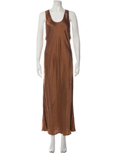 Pre-owned Dissh Silk Long Dress In Brown