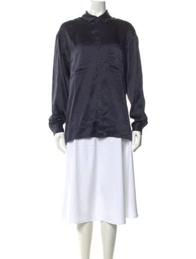 Pre-owned Dissh Silk Long Sleeve Top In Blue