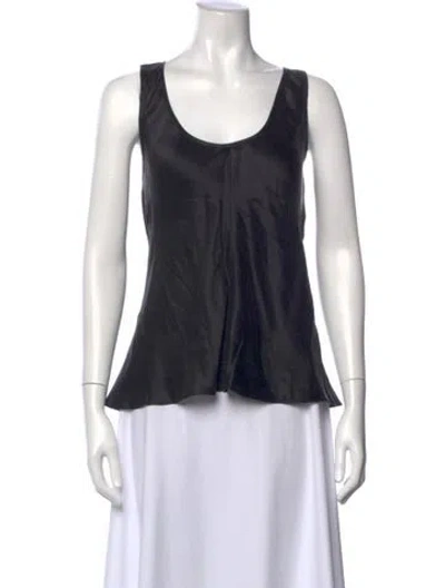 Pre-owned Dissh Silk Scoop Neck Top In Black