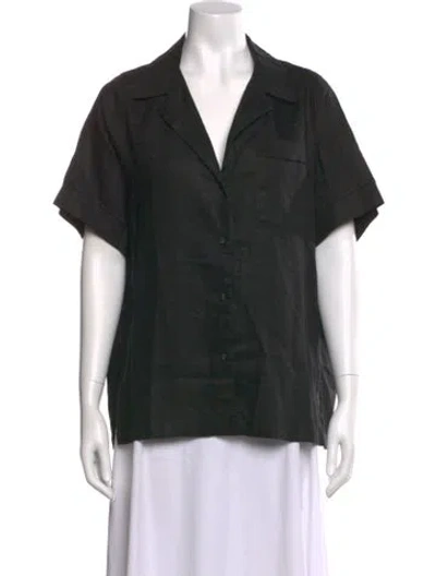 Pre-owned Dissh Silk Short Sleeve Button-up Top In Black