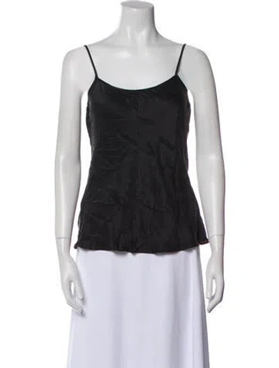Pre-owned Dissh Silk Square Neckline Top In Black