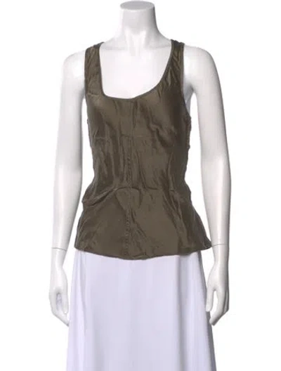Pre-owned Dissh Silk Square Neckline Top In Green