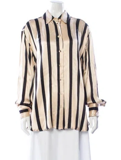 Pre-owned Dissh Silk Striped Button-up Top In Neutral
