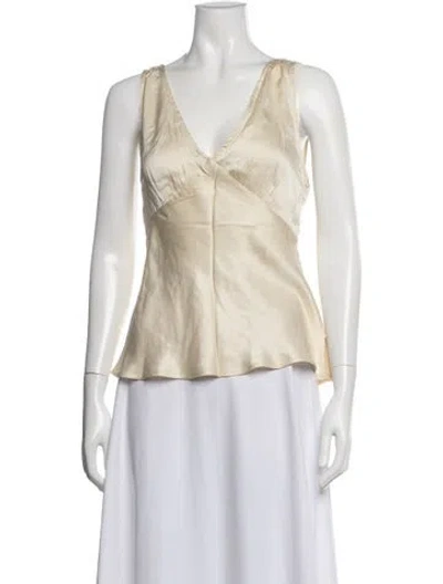 Pre-owned Dissh Silk V-neck Top W/ Tags In Neutrals