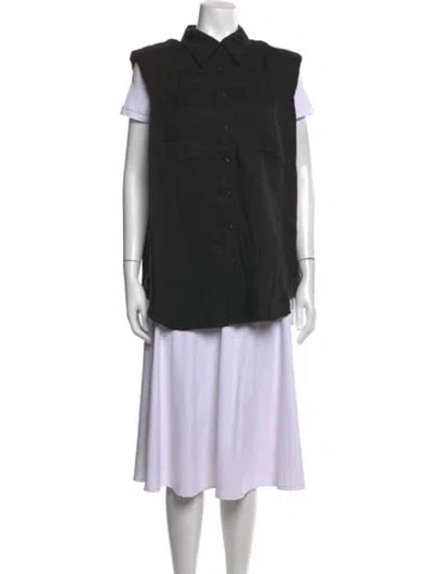 Pre-owned Dissh Sleeveless Button-up Top In Black
