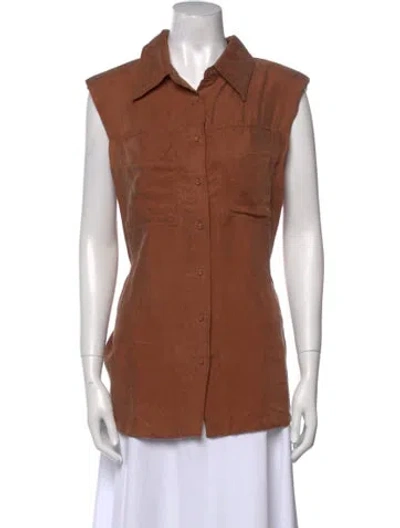 Pre-owned Dissh Sleeveless Button-up Top In Brown