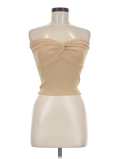 Pre-owned Dissh Sleeveless Top Tan Strapless Neckline Tops