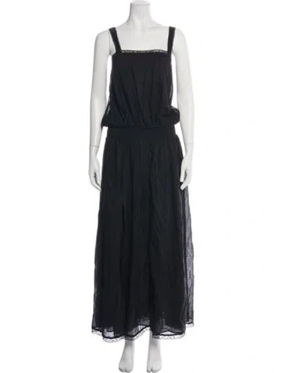 Pre-owned Dissh Square Neckline Long Dress In Black