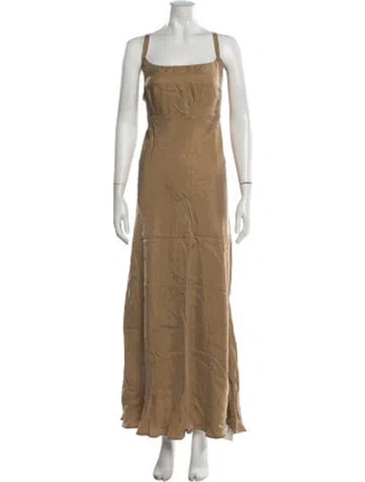 Pre-owned Dissh Square Neckline Long Dress In Brown