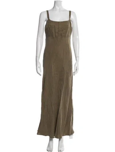 Pre-owned Dissh Square Neckline Long Dress In Green