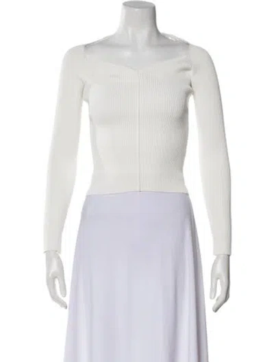 Pre-owned Dissh Square Neckline Long Sleeve Crop Top In White