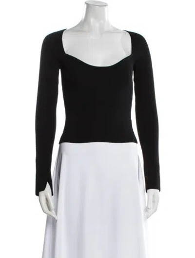 Pre-owned Dissh Square Neckline Long Sleeve Top In Black