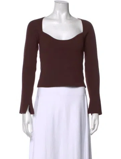 Pre-owned Dissh Square Neckline Long Sleeve Top In Brown