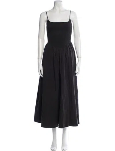 Pre-owned Dissh Square Neckline Midi Length Dress In Black