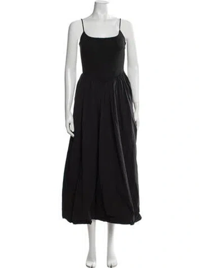 Pre-owned Dissh Square Neckline Midi Length Dress In Black