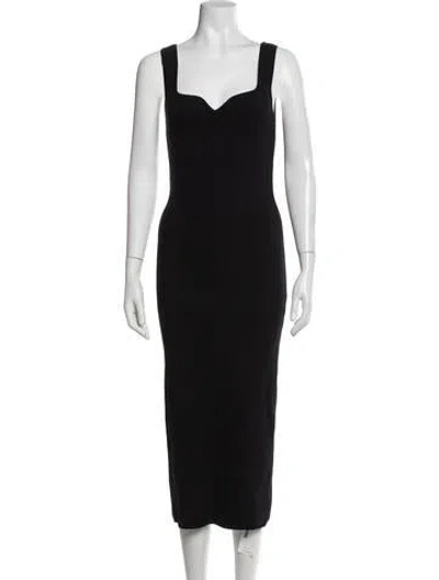 Pre-owned Dissh Square Neckline Midi Length Dress In Black