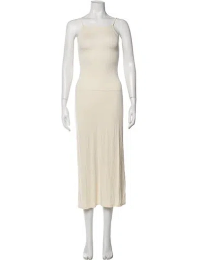 Pre-owned Dissh Square Neckline Midi Length Dress In Brown