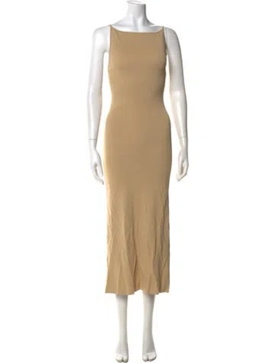 Pre-owned Dissh Square Neckline Midi Length Dress In Neutral
