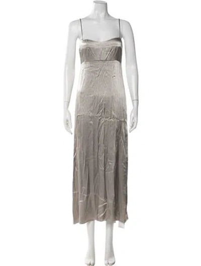 Pre-owned Dissh Square Neckline Midi Length Dress In Silver