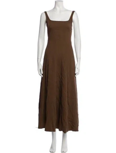 Pre-owned Dissh Square Neckline Midi Length Dress W/ Tags In Brown