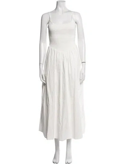Pre-owned Dissh Square Neckline Midi Length Dress In White