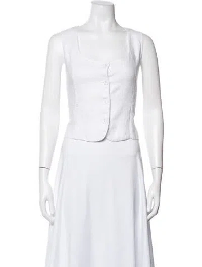 Pre-owned Dissh Square Neckline Sleeveless Button-up Top In White