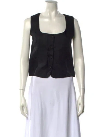 Pre-owned Dissh Square Neckline Sleeveless Crop Top In Black