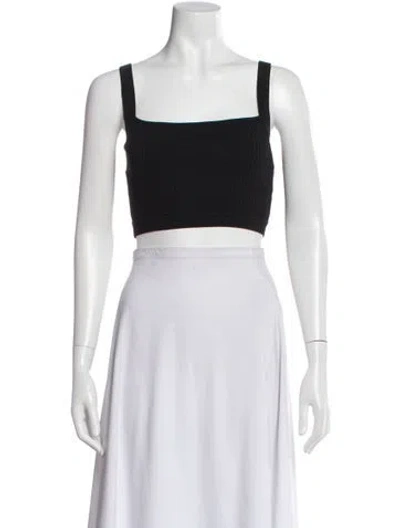 Pre-owned Dissh Square Neckline Sleeveless Crop Top In Black
