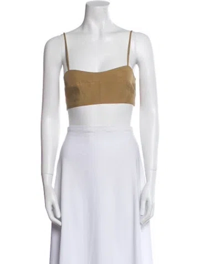 Pre-owned Dissh Square Neckline Sleeveless Crop Top In Neutral