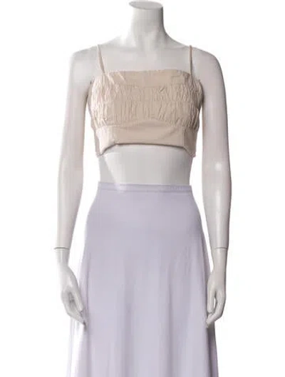 Pre-owned Dissh Square Neckline Sleeveless Crop Top In White