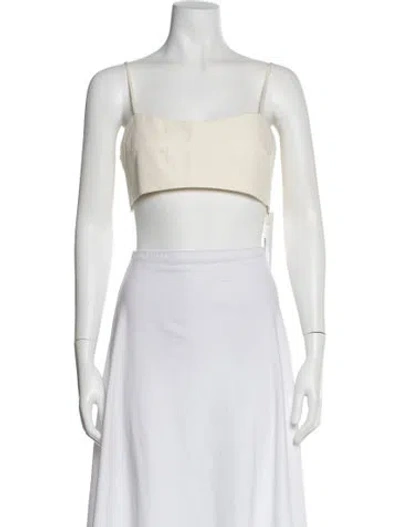 Pre-owned Dissh Square Neckline Sleeveless Crop Top In White