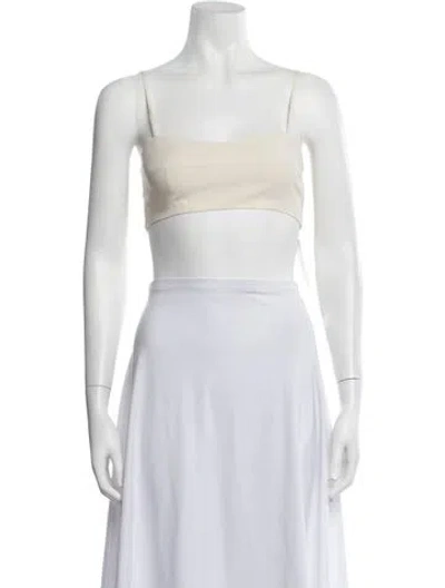 Pre-owned Dissh Square Neckline Sleeveless Crop Top In White