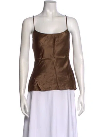 Pre-owned Dissh Square Neckline Sleeveless Top In Brown