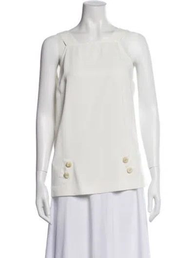 Pre-owned Dissh Square Neckline Sleeveless Top In White